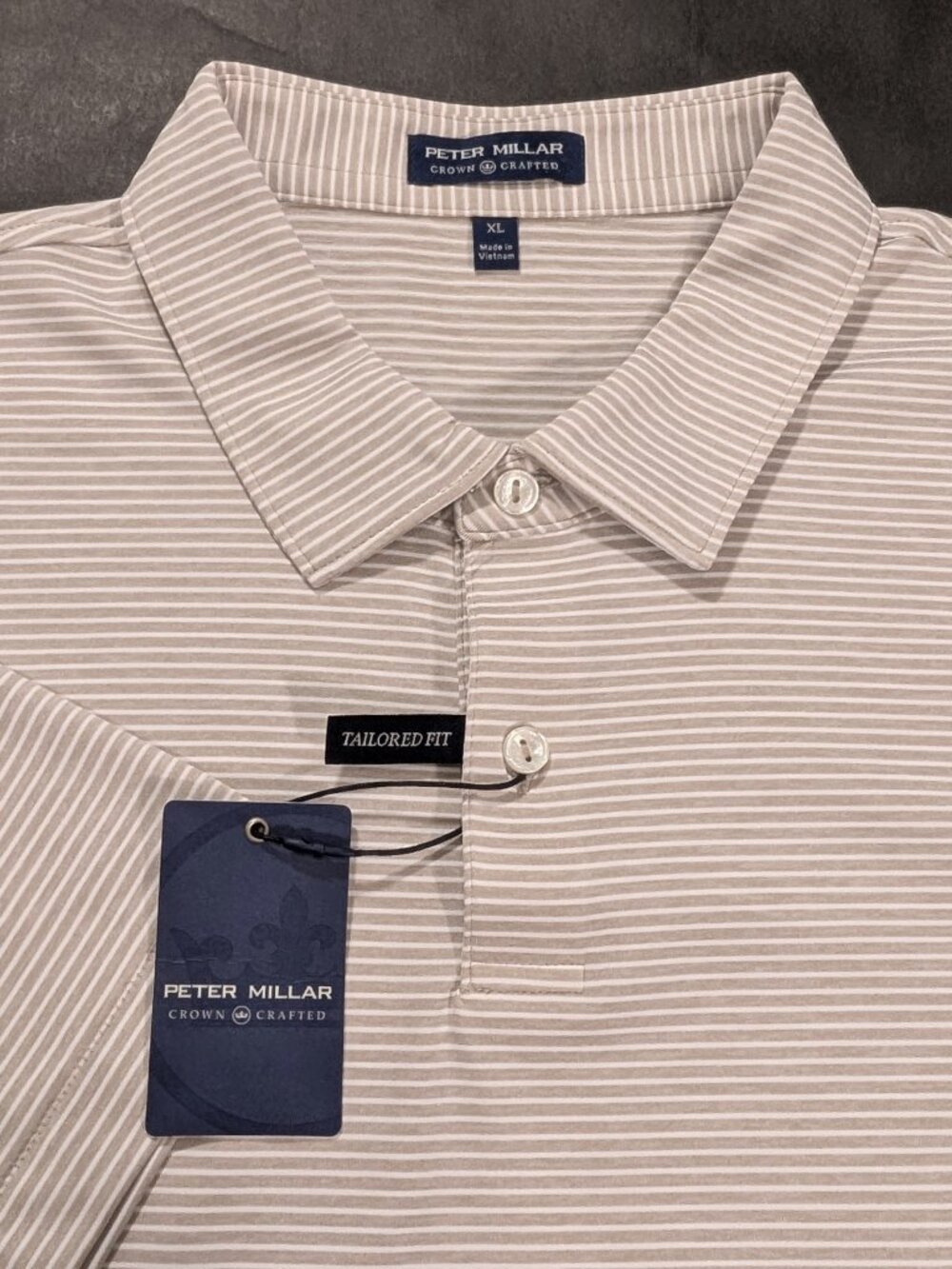 Peter Millar Crown Crafted Performance Striped Polo Shirt Size XL Slim Bullock
